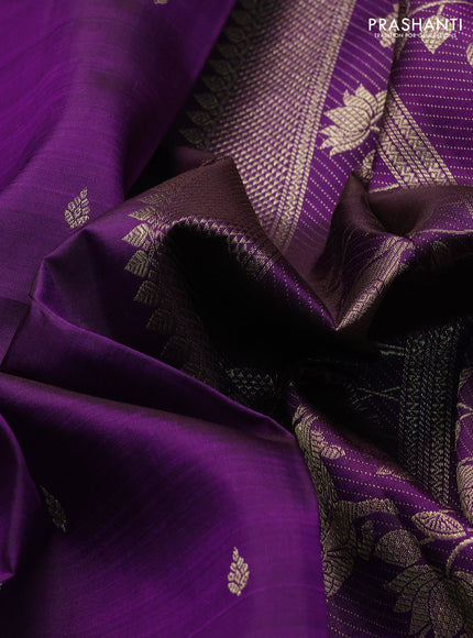 Pure kanchipuram silk saree purple with zari woven buttas and zari woven border