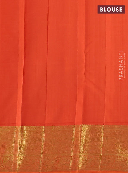 Pure kanchipuram silk saree purple and orange with zari woven buttas and rich zari woven border