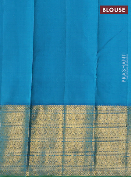Pure kanchipuram silk saree coffee brown and cs blue with zari woven buttas and long zari woven border