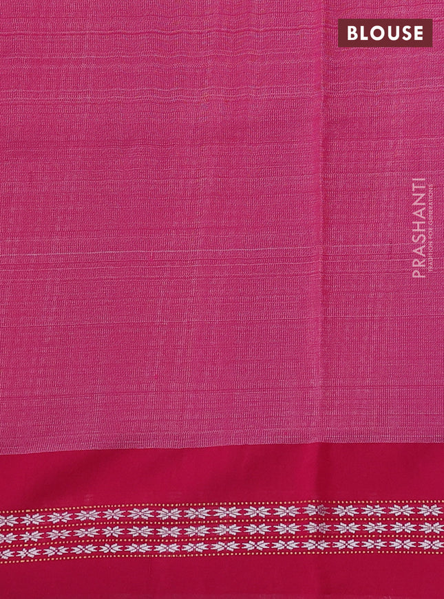 Pure tussar silk saree green and pink with allover kalamkari prints and temple design vidharbha border
