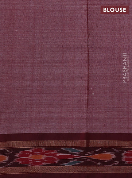 Pure tussar silk saree dark pink and deep maroon with allover floral prints and ikat zari woven border