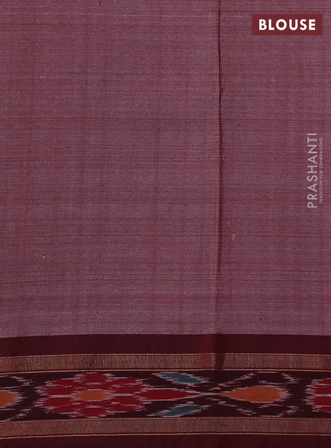 Pure tussar silk saree dark pink and deep maroon with allover floral prints and ikat zari woven border