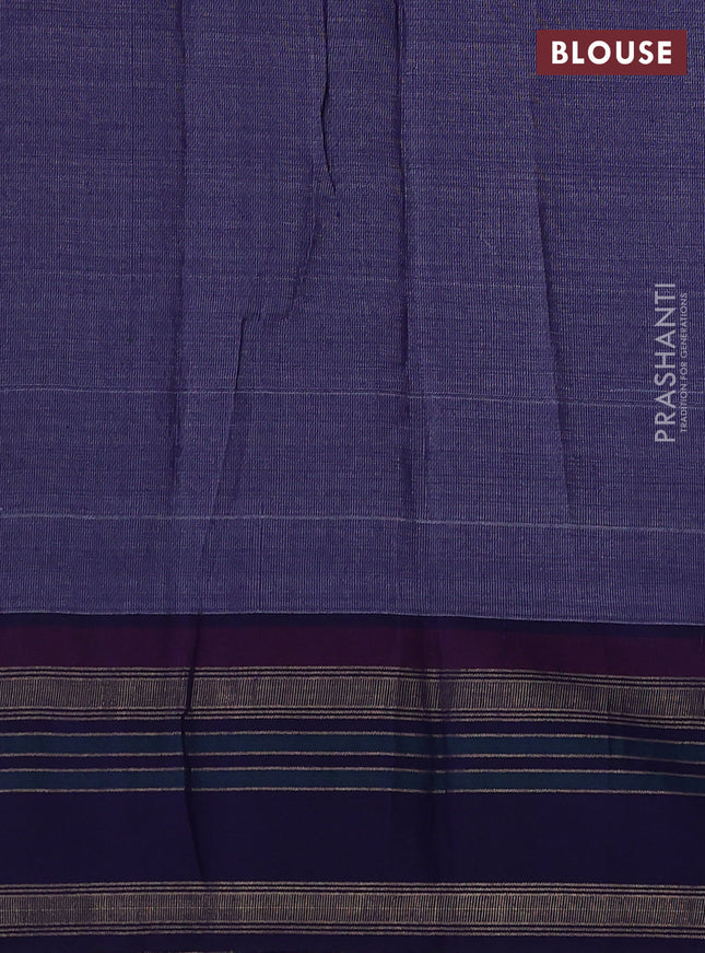 Pure tussar silk saree mauve pink and navy blue with allover floral prints and long temple design rettapet zari woven border