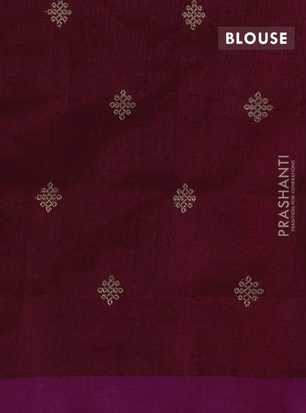 Kanchipuram silk cotton saree deep maroon and magenta pink with zari woven buttas and simple border