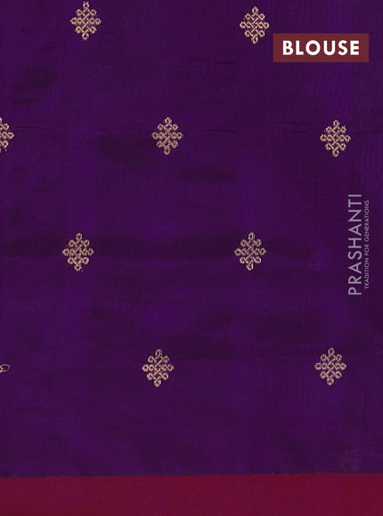 Kanchipuram silk cotton saree purple and maroon with zari woven buttas and simple border