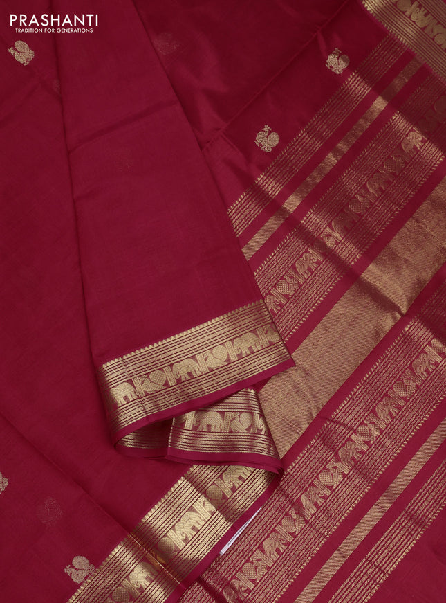 Kanchipuram silk cotton saree red with zari woven buttas and zari woven border