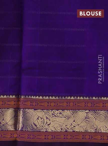Kanchipuram silk cotton saree violet with allover thread weaves and thread & zari woven border