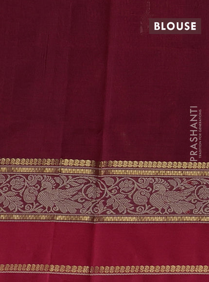 Kanchipuram silk cotton saree deep maroon and red with thread woven buttas and thread & zari woven border