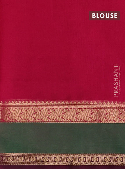 Kanchipuram silk cotton saree pink and green with zari woven buttas and rettapet zari woven border