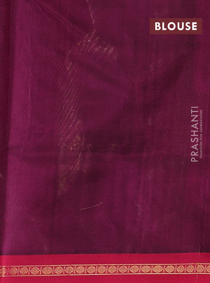 Kanchipuram silk cotton saree purple and pink with allover thread weaves and zari woven border