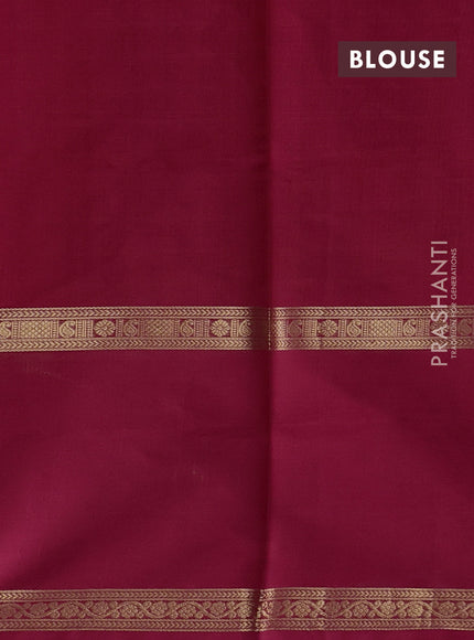 Kanchipuram silk cotton saree red with allover thread checked pattern and long rettapet zari woven border
