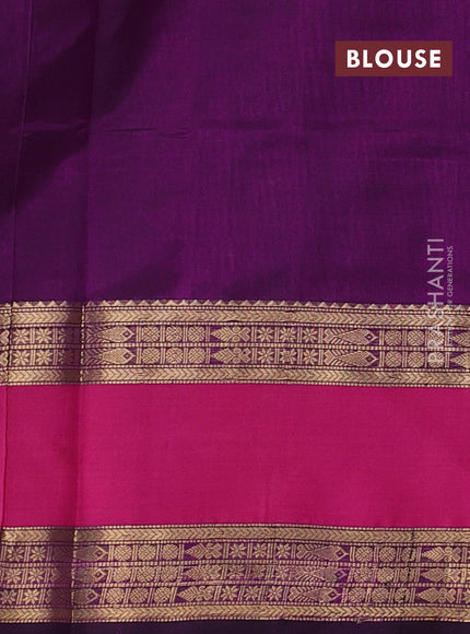 Kanchipuram silk cotton saree purple and pink with zari woven buttas and rettapet zari woven border