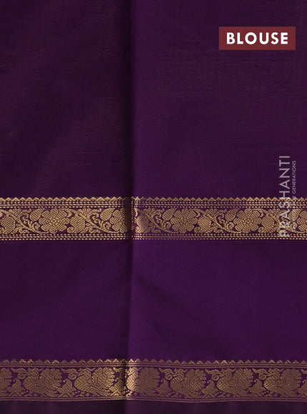 Kanchipuram silk cotton saree purple with allover vairosi pattern and rettapet zari woven border
