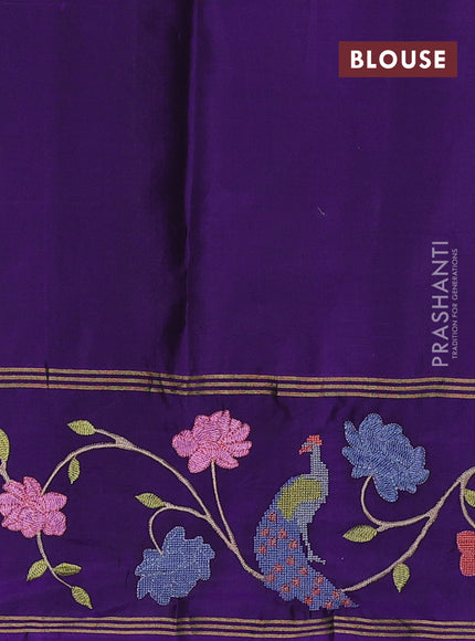 Pure soft silk saree pastel purple and purple with annam zari woven buttas and zari woven embroidery border