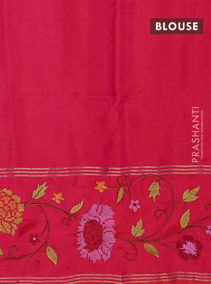 Pure soft silk saree dual shade of pinkish orange with zari woven buttas and zari woven embroidery border