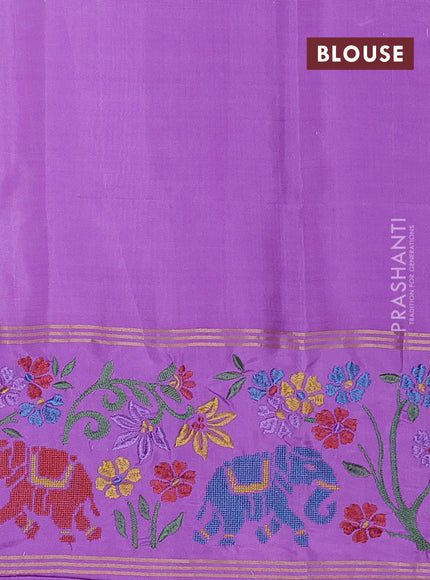 Pure soft silk saree mild lavender and lavender with zari woven buttas and zari woven embroidery border