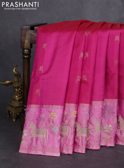 Pure soft silk saree dual shade of pink and light pink with zari woven buttas and zari woven embroidery border