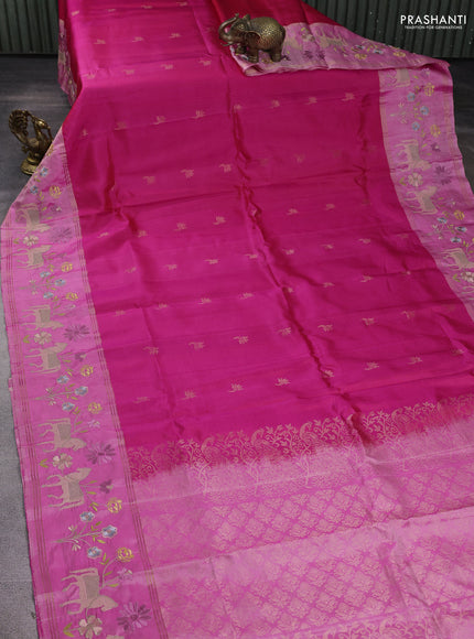 Pure soft silk saree dual shade of pink and light pink with zari woven buttas and zari woven embroidery border