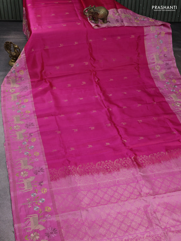 Pure soft silk saree dual shade of pink and light pink with zari woven buttas and zari woven embroidery border