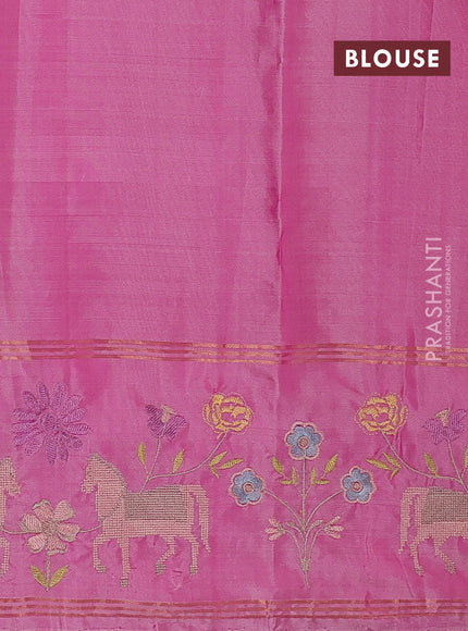 Pure soft silk saree dual shade of pink and light pink with zari woven buttas and zari woven embroidery border