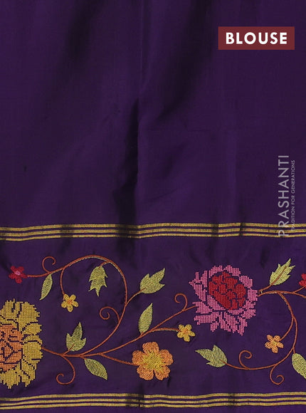 Pure soft silk saree purple shade and violet with zari woven buttas and zari woven embroidery border