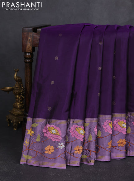 Pure soft silk saree purple and pastel purple with zari woven buttas and zari woven embroidery border