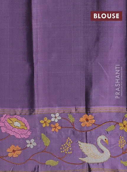 Pure soft silk saree purple and pastel purple with zari woven buttas and zari woven embroidery border