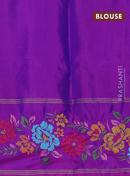 Pure soft silk saree royal blue and purple with zari woven buttas and zari woven embroidery border