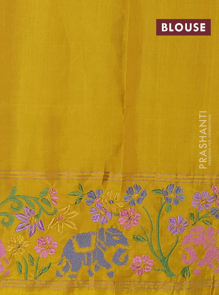 Pure soft silk saree cream and yellow with allover zari weaves and zari woven embroidery border