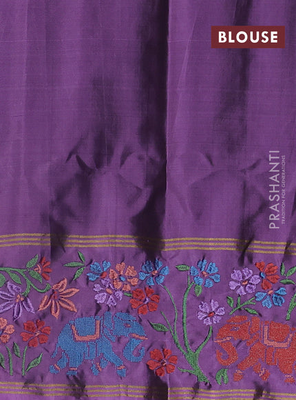 Pure soft silk saree purple and pastel purple with zari woven buttas and zari woven embroidery border