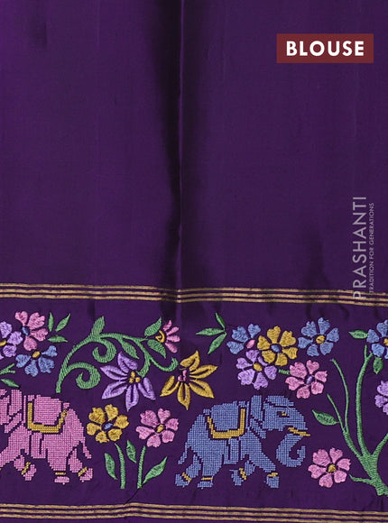 Pure soft silk saree purple shade and purple with zari woven buttas and zari woven embroidery border