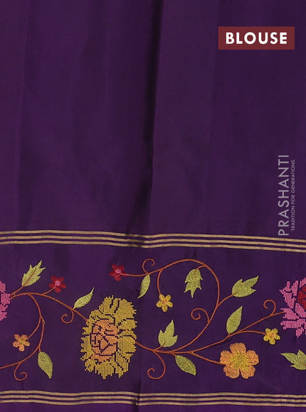 Pure soft silk saree purple and deep purple with zari woven buttas and zari woven embroidery border