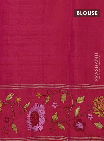 Pure soft silk saree dual shade of pinkish orange with zari woven buttas and zari woven embroidery border