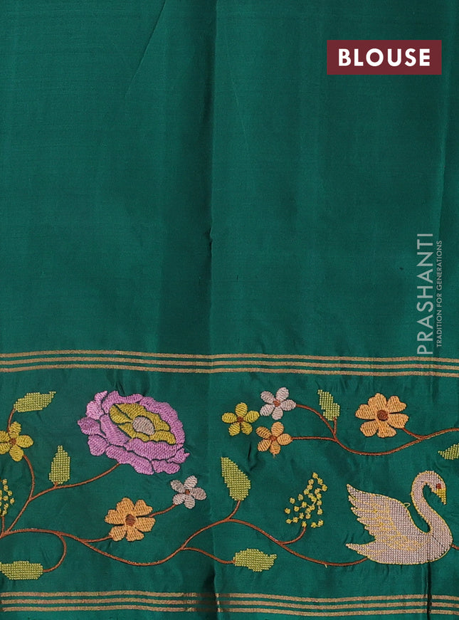 Pure soft silk saree green with zari woven buttas and zari woven embroidery border