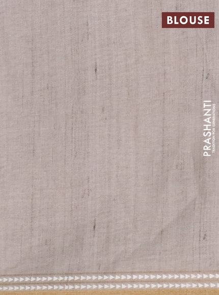 Art tussar saree lavender and beige with embroidery buttas and temple design thread woven border