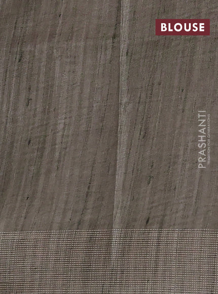 Art tussar saree beige and pastel green with embroidery buttas and temple design thread woven border