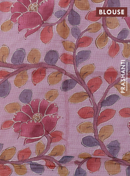 Silk kota saree light pink with sequin embroidery work and kalamkari prints & pita work blouse