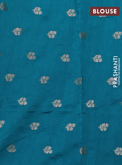 Silk kota saree peacock green with plain body and embroidery work border