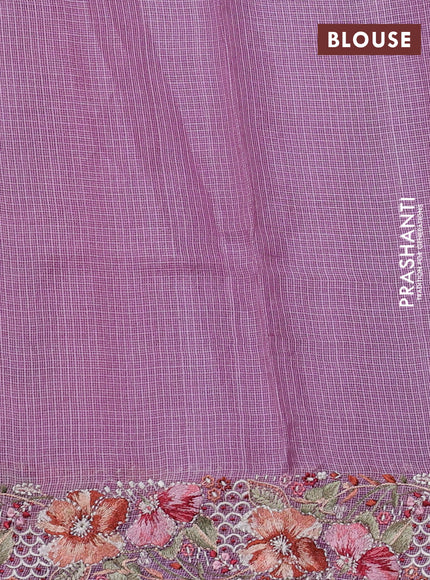 Silk kota saree pastel purple with embroidery work buttas and floral embroidery work border