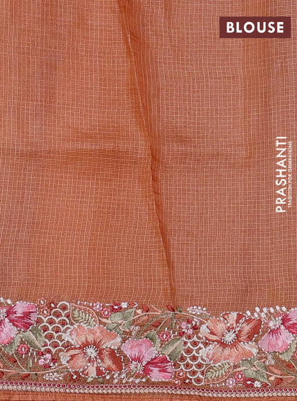 Silk kota saree rust shade with embroidery work buttas and floral embroidery work border