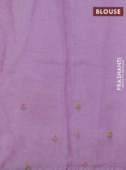 Silk kota saree lavender with floral embroidery work buttas and embroidery work border