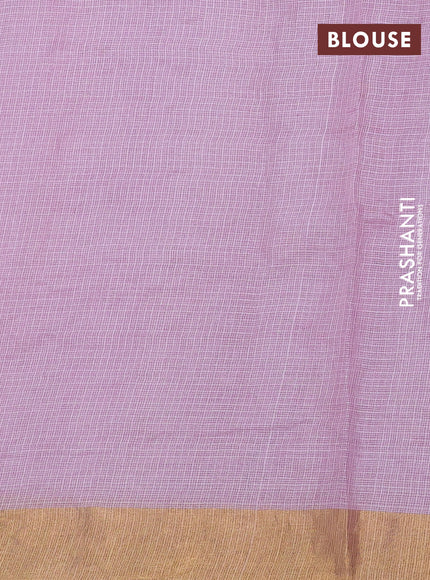 Silk kota saree lavender with allover floral embroidery work and zari woven border