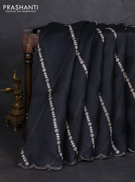 Silk kota saree black with allover pita work and kalamkari prints & pita work blouse