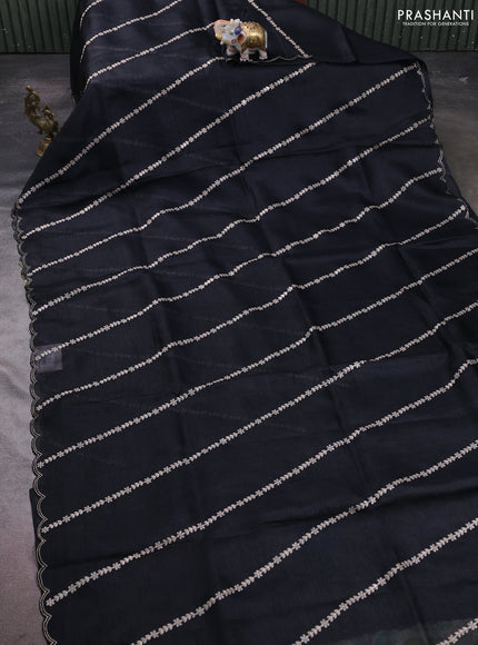 Silk kota saree black with allover pita work and kalamkari prints & pita work blouse