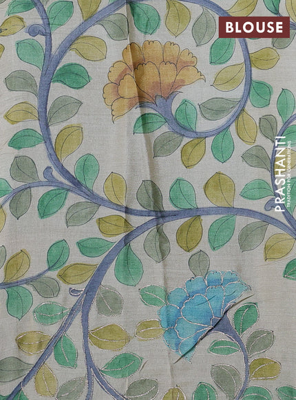 Silk kota saree black with allover pita work and kalamkari prints & pita work blouse