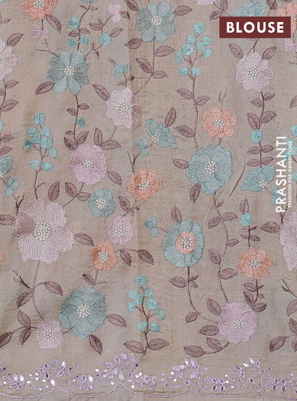 Silk kota saree mild lavender with mirror embroidery buttas and mirror embroidery work border