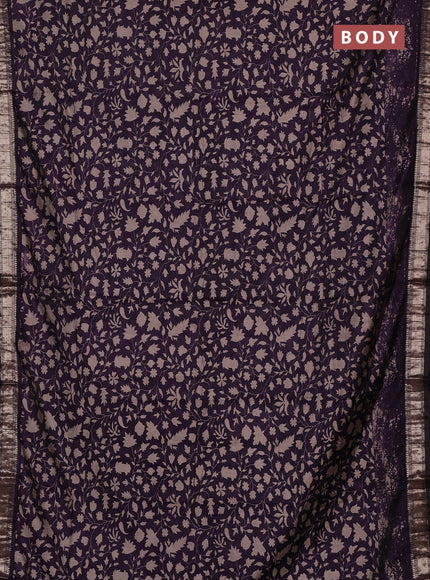 Semi maheswari cotton saree deep jamun with allover prints and zari woven border
