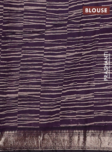 Semi maheswari cotton saree deep jamun with allover prints and zari woven border
