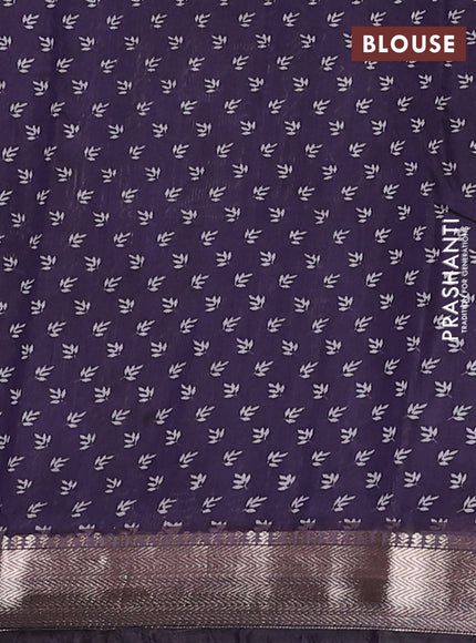 Semi maheswari cotton saree maroon and deep violet with allover prints and zari woven border