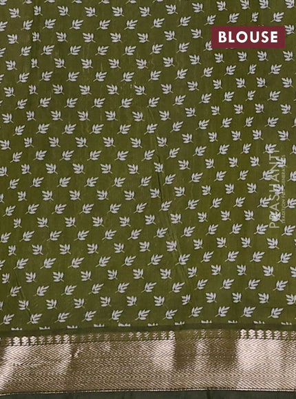 Semi maheswari cotton saree deep violet  and sap green with allover prints and zari woven border